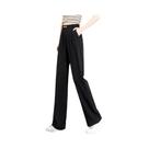 Calças Femininas De Cintura Alta E Perna Larga Estilo Coreano Pretas E Cinzas Moda De Escritório Calças Femininas De Cintura Alta E Perna Larga Estilo Coreano Pretas E Cinzas Moda De Escritório