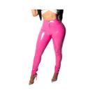 Calças Femininas De Cintura Alta Em material sintético De Látex, Modelo Skinny, Efeito Push Up, Cor