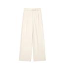 Calças Femininas de Perna Larga - Cintura Média, com Botões e Zíper - Estilo Elegante para Escritório