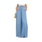 Calças femininas de verão Wde Leg com cintura elástica