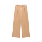 Calças Femininas Pretas Plissadas Soltas De Verão Com Cadarço, Calças Fluidas Casuais Cinzas Para