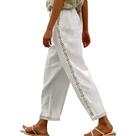 Calças femininas QXE 2026 de linho Harem Palazzo Black Spring