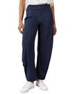 Calças femininas SeekMe de algodão e linho Barrel Leg Palazzo Navy Calças femininas SeekMe de algodão e linho Barrel Leg Palazzo Navy