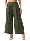 Calças femininas Willit Linen Wide Leg Army Green XS Calças femininas Willit Linen Wide Leg Army Green XS