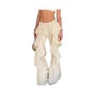 Calças Flare Em Camadas Transparentes Com Patchwork Y2K Para Mulheres, Tendência De Verão Hipster,