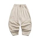 Calças Harem Oversize Masculinas De Primavera, Ajuste Solto, Calças De Linho Casuais De Alta