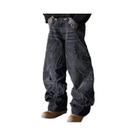 Calças Jeans Baggy Y2K Masculinas Com Bordado E Corte Cru, Cintura Alta E Perna Larga, Moda De Rua