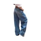 Calças Jeans De Cintura Alta Azul, Estilo Y2K Retro, Calças De Denim Largas E Soltas Para Mulheres,
