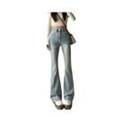 Calças Jeans Femininas De Cintura Alta, Estilo Flare, Skinny, Em Denim Cinza, Clássicas Y2K Punk,