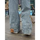 Calças Jeans Femininas De Cintura Alta, Estilo Retro Americano, Largas E Reversíveis, Moda Calças Jeans Femininas De Cintura Alta, Estilo Retro Americano, Largas E Reversíveis, Moda
