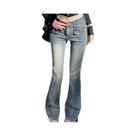 Calças Jeans Flare De Cintura Alta Para Mulheres, Designer, Denim Retro, Azul, Preto, Cinza Calças Jeans Flare De Cintura Alta Para Mulheres, Designer, Denim Retro, Azul, Preto, Cinza
