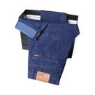 Calças Jeans Masculinas Azuis Em Denim Stretch Leve, Corte Reto, Algodão, Casual Para Negócios, Calças Jeans Masculinas Azuis Em Denim Stretch Leve, Corte Reto, Algodão, Casual Para Negócios,