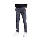 Calças Jeans Masculinas Cinza Com Cintura Elástica, Confortáveis E Térmicas Para Outono E Inverno,