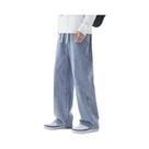 Calças Jeans Masculinas Oversize, Corte Reto E Solto, Casual, Cores Sólidas, Calças De Perna Larga,