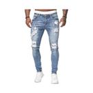 Calças Jeans Masculinas Rasgadas Estilo Casual Slim Fit Com Lavagem Vintage Calças Jeans Masculinas Rasgadas Estilo Casual Slim Fit Com Lavagem Vintage