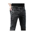 Calças Jeans Slim Fit Vintage Para Homens Com Lavagem Snowflake, Moda Coreana