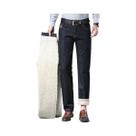 Calças Jeans Térmicas Masculinas De Inverno Em Lã E Veludo, Grossas, De Cintura Média, Estilo Casual
