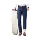 Calças Jeans Térmicas Masculinas De Inverno Em Lã E Veludo, Grossas, De Cintura Média, Estilo Casual