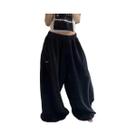 Calças Jogger Oversize Cinza E Preta Com Cintura Alta E Cordão Para Mulheres, Moda Coreana Y2K,