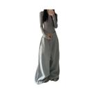 Calças Jogger Oversize Cinza E Preta Com Cintura Alta E Cordão Para Mulheres, Moda Coreana Y2K,