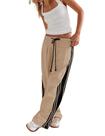 Calças largas Hongsui Drawstring High Rise Side Stripe