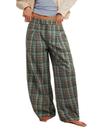 Calças largas Kedera Vintage Tartan com estampa xadrez para mulheres Calças largas Kedera Vintage Tartan com estampa xadrez para mulheres