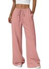 Calças largas PRETTYGARDEN, verão 2026, cintura alta, rosa