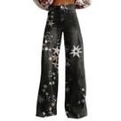 Calças largas RTJTGXF com estampa floral vintage plus size feminina