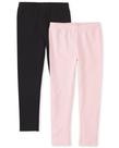 Calças leggings The Children's Place Black/Shell, pacote com 2 calças para meninas Calças leggings The Children's Place Black/Shell, pacote com 2 calças para meninas