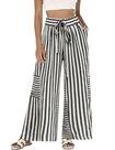 Calças listradas de pernas largas Bankeng Summer Casual para mulheres Calças listradas de pernas largas Bankeng Summer Casual para mulheres