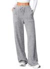 Calças Lounge Aleumdr Wide Leg com nervuras para mulheres, cinza, tamanho GG