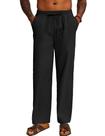 Calças masculinas COOFANDY, de linho, ajuste regular, com cordão, pretas XXL Calças masculinas COOFANDY, de linho, ajuste regular, com cordão, pretas XXL