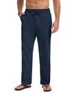 Calças masculinas MAGNIVIT, casuais, algodão, linho, cintura elástica, azul marinho 34 Calças masculinas MAGNIVIT, casuais, algodão, linho, cintura elástica, azul marinho 34