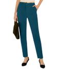 Calças Miesuit femininas de perna reta, casual para negócios, azul pavão