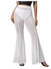 Calças Milumia Sheer Mesh Flare High Waist Loose White