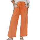 Calças Palazzo Ainangua Acid Wash Capri para mulheres, laranja escuro