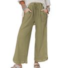 Calças Palazzo Ainangua Acid Wash Capri Verde Mostarda para Mulheres