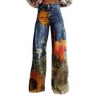 Calças Palazzo LUFHBEHB femininas com estampa floral boho de cintura alta