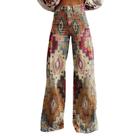 Calças Palazzo LUFHBEHB femininas com estampa floral boho de cintura alta