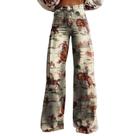 Calças Palazzo LUFHBEHB femininas com estampa floral boho de cintura alta