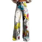Calças Palazzo LUFHBEHB femininas com estampa floral boho de cintura alta