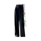 Calças Pretas De Cintura Alta E Perna Larga Estilo Coreano Para Mulheres, Moda De Escritório, Calças Calças Pretas De Cintura Alta E Perna Larga Estilo Coreano Para Mulheres, Moda De Escritório, Calças