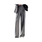 Calças Pretas De Cintura Alta E Perna Larga Estilo Coreano Para Mulheres, Moda De Escritório, Calças Calças Pretas De Cintura Alta E Perna Larga Estilo Coreano Para Mulheres, Moda De Escritório, Calças