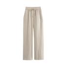Calças Retas Femininas de Cintura Alta com Bolsos e Cordões - Estilo Chique Calças Retas Femininas de Cintura Alta com Bolsos e Cordões - Estilo Chique