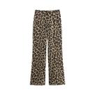 Calças Vintage De Cintura Alta Com Estampa De Leopardo Para Mulheres, Moda De Verão, Calças Com