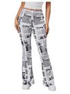 Calças WDIRARA Snakeskin High Waist Flare Bell Bottom pretas