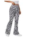 Calças WDIRARA Snakeskin High Waist Flare Bell Bottom pretas