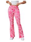 Calças WDIRARA Snakeskin High Waist Flare Bell Bottom rosa