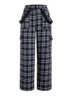 Calças WDIRARA Tartan com estampa xadrez, cintura elástica, perna reta Calças WDIRARA Tartan com estampa xadrez, cintura elástica, perna reta