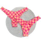 Calcinha Avulsa Asa Delta Fio Duplo Xadrez Rosa e Amarelo